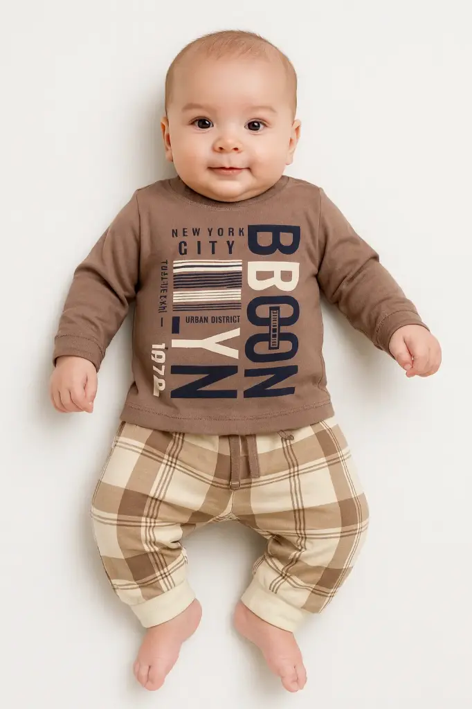 Baby Boy Broklyn Print Long Sleeve Top and Pants Set