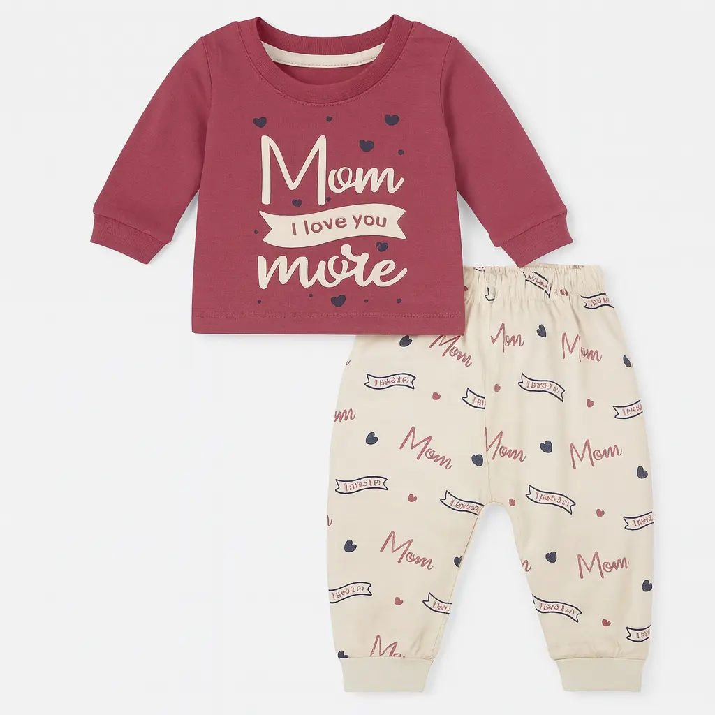 Mom Love you more printed Long Sleeves T-shirt with Pant