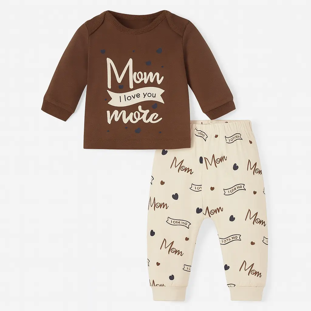 Mom Love you more printed Long Sleeves T-shirt with Pant