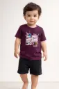 Little Fresh Wine Tee & Shorts Set S-15 K2526A012