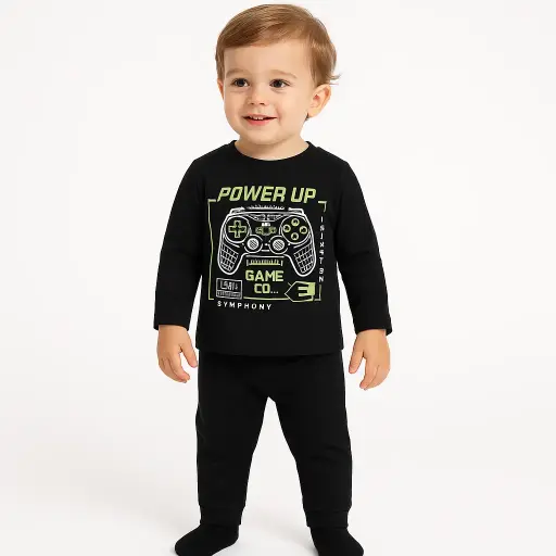 Power Up Gamer Boy Tracksuit – Black (1 & 2 Years)