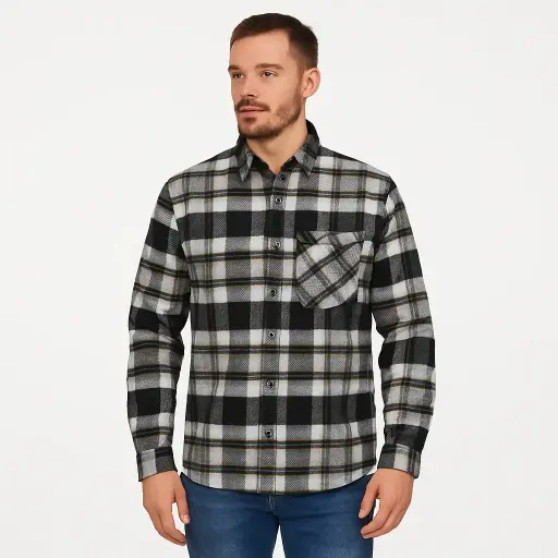 Men's Brushed Cotton Check Shirt in X-Large size